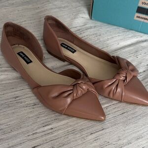 Nine West Blush Brown Pointed Toe Knot Flats